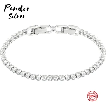 

PANDOO Fashion Charm Pure 925 Silver Original 1:1 Copy, Subtle Elegant Simple Wild Bracelet Female Luxury Jewelry Gifts