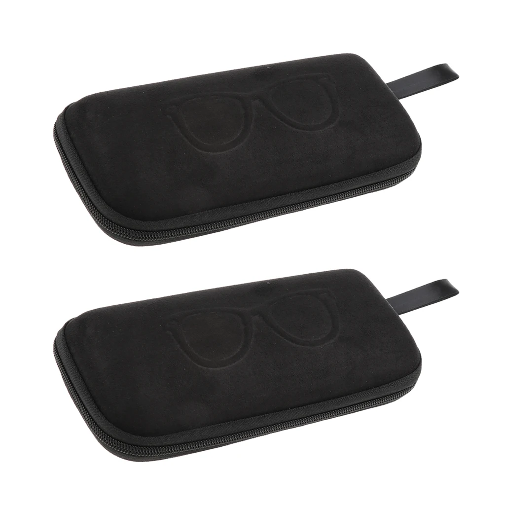 2 x Zipper Eyeglasses Hard Case Spectacles Glasses Box Holder Pouch Purple/Pink/Grayish Blue/Brown/Black/Dark Green