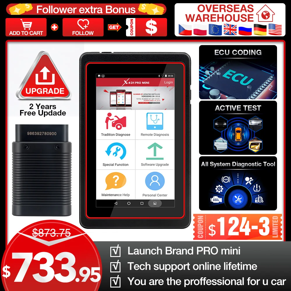 2021LAUNCH X431 Pro Mini V3.0 Full System Car Diagnostic tool OBD OBD2 Bluetooth Wifi Code Reader Scanner X-431 Pros Mini X431 V