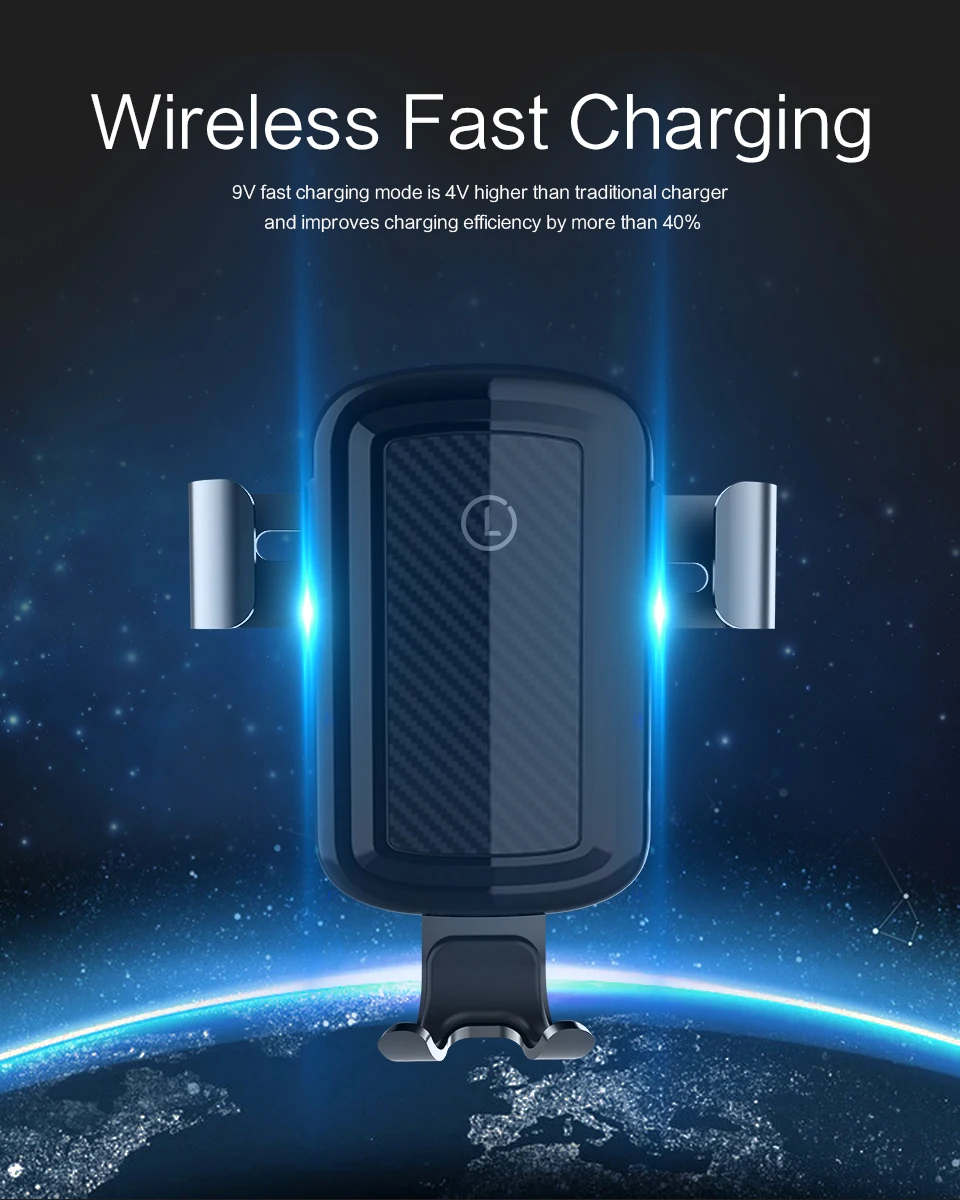 Licheers Qi Беспроводное зарядное устройство Gravity Air Vent автомобильное крепление Беспроводная зарядка для samsung iPhone X XR XS MAX 8 в автомобильный держатель телефона