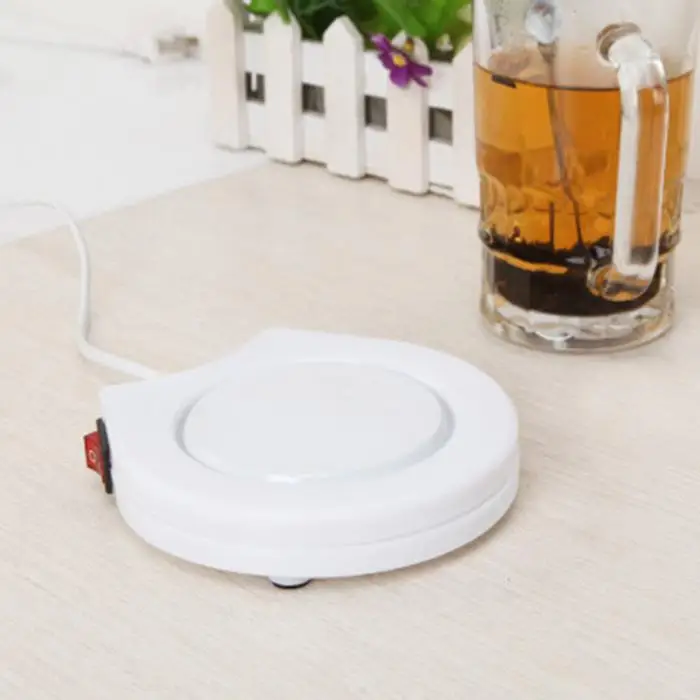 220V Electric Powered Drink Cup Warmer Pad Coffee Milk Drink Mug Heater Tray for Office Home Winter JS22