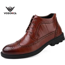 VOSONCA/Мужская обувь; повседневные ботинки из коровьей кожи; Высококачественная деловая повседневная обувь; Мужские ботинки в британском стиле; бархатная теплая обувь