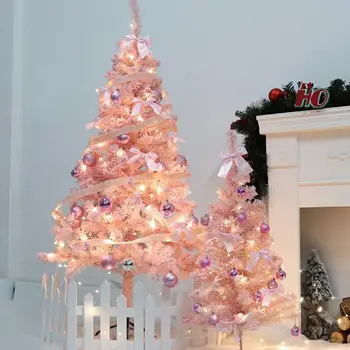 

60/90CM Pink Christmas Tree Set LED Artificial Christmas Tree with Hanging Ornament Party Holiday Home Decor Office Decorations