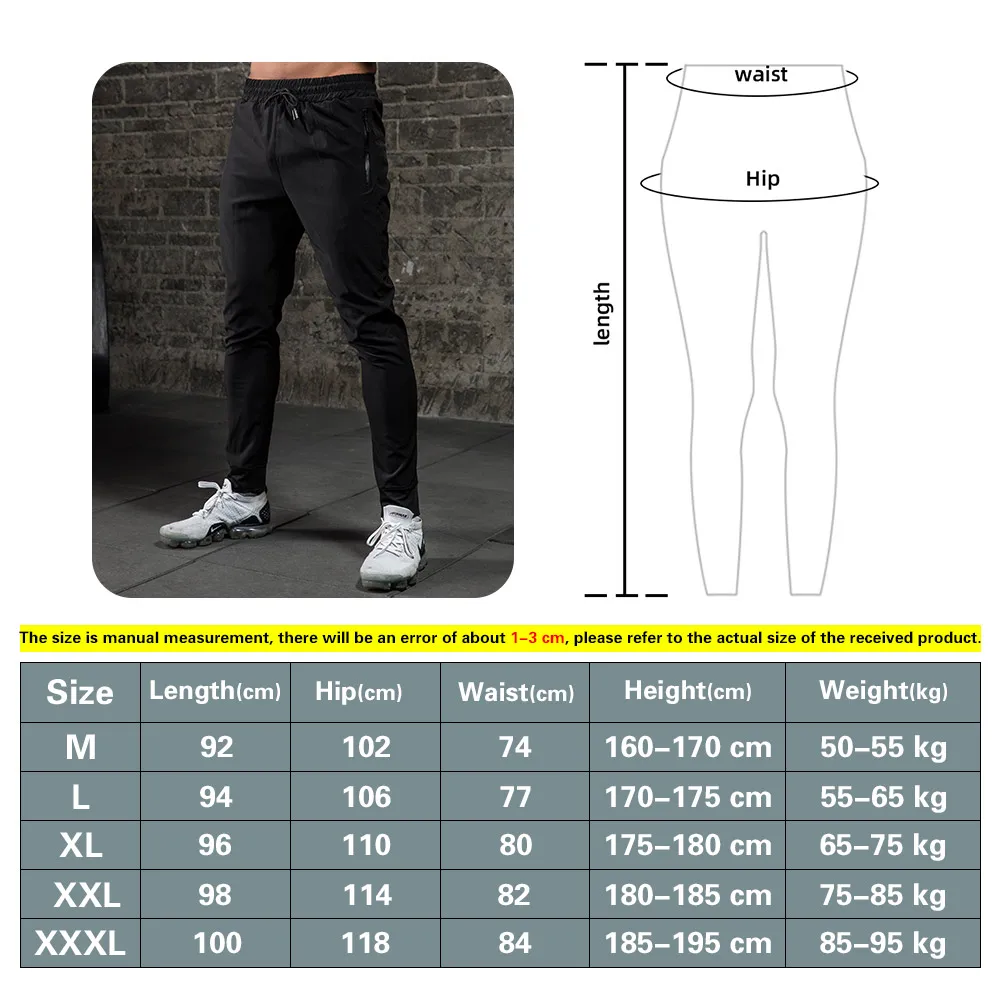 Autumn Breathable and Quick-Drying Sports Trousers Men Training Bodybuilding Zipper Pocket Fitness Joggers Running Pants
