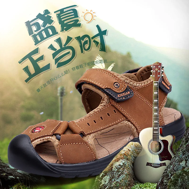 

HUANGLING Brand CHILDREN'S Shoes Summer New Style BOY'S Sandals Cowhide Anti-slip Breathable Closed-toe Children Sandals