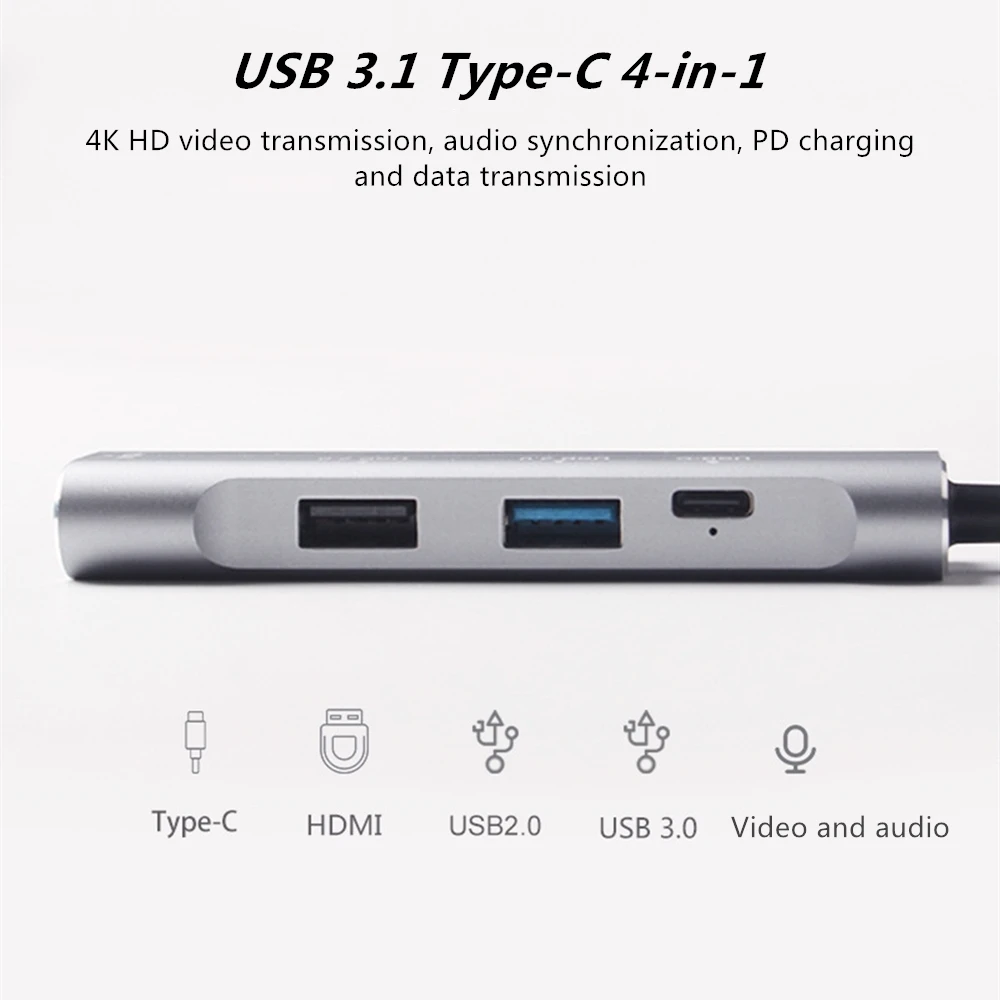 ОВБР USB 3,1 Тип-C 4-в-1 с двумя ЧИПАМИ 4K HDMI USB 3,0 зарядка PD Тип-конвертер для MacBook/nintendo переключатель