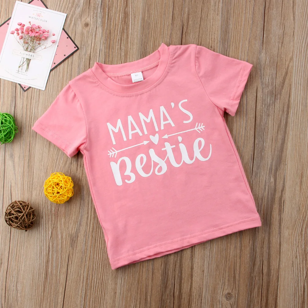 Mama's bestie/футболка с короткими рукавами и принтом для девочек