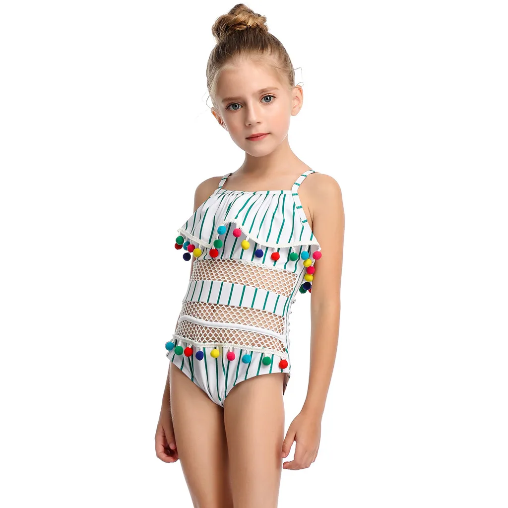 

2020 Cute Girls' Printed Swimsuit Bathing Swimwear Net Gauze Ruffle One Piece Swimsuit Summer New Bikini Sets Beachwear L1225