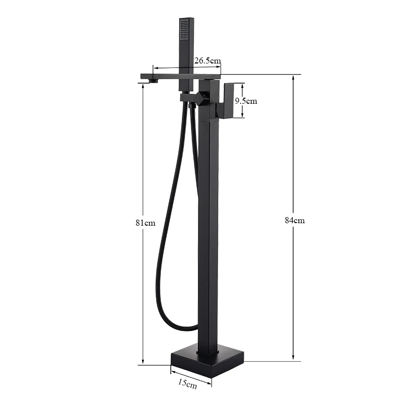Bathroom Bathtub Faucet Black Flooring Standing Single Handle Cold and Hot Water Mixer Tap Crane Bath Shower Faucets bathtub faucet
