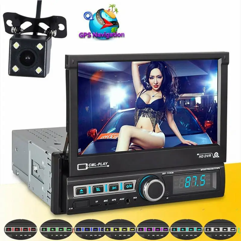 

Car MP5 player 1 DIN Single 7" Rear View Camera Touch Screen Video LED Display Car MP5 Player GPS Sat NAV BT Radio Camera EU Map