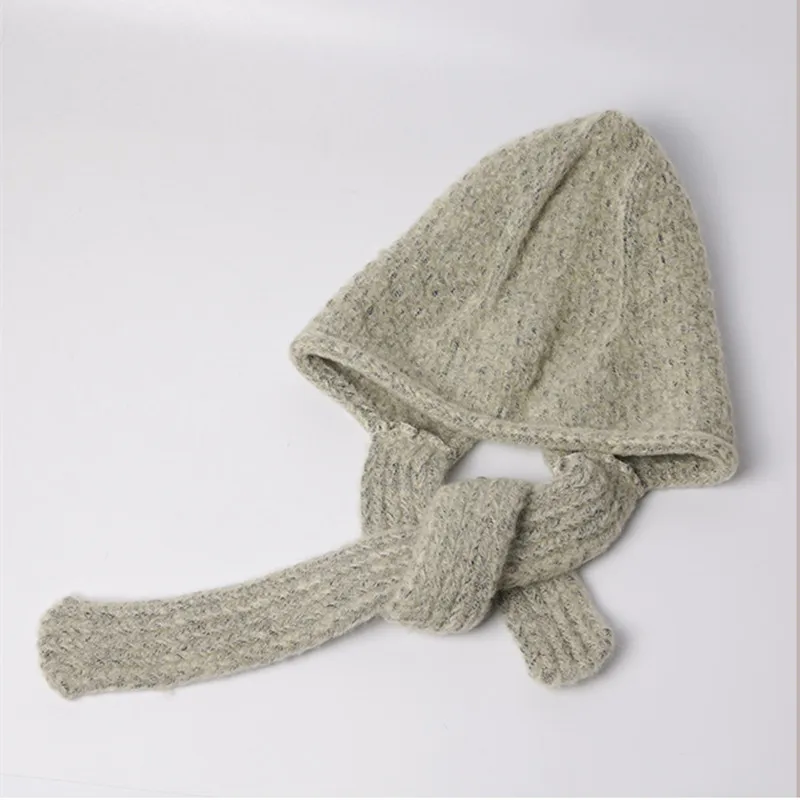 light green Осенне-зимняя женская шапка, новая мода, овечья шерсть, острый шлем, Студенческая уличная вязаная шапка, чистый цвет, рукав, головной убор - Цвет: light green