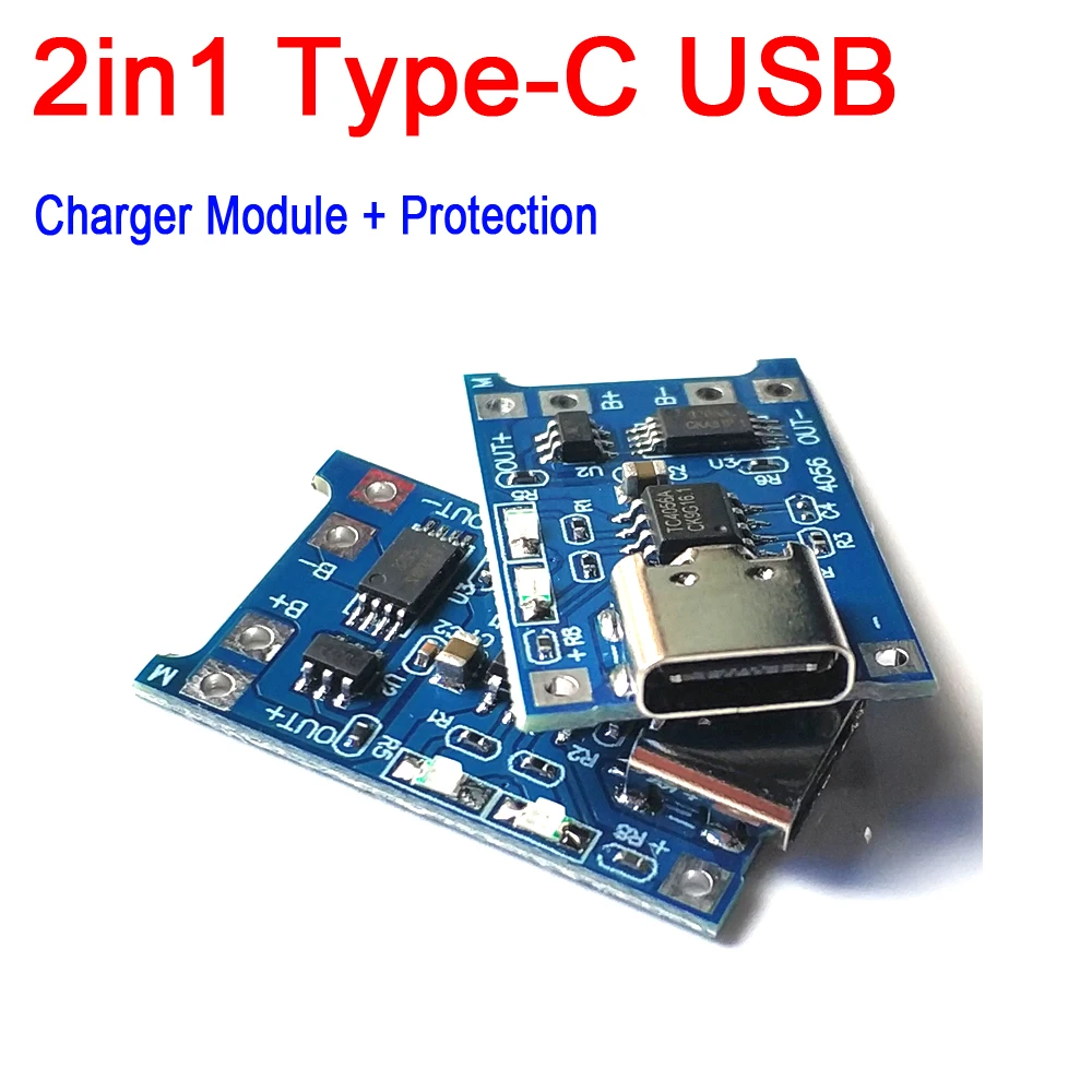 Защитная плата dykb для зарядки и 2 в 1 комбинированная USB Type-C TP4056 1A 1S 5V 3 7 V 18650 Li-Ion Lipo