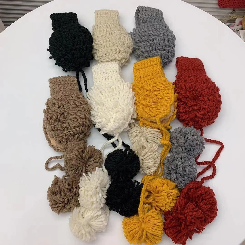 Корейская версия, Зимняя мода, женские милые помпоны, теплые шерстяные вязанные наушники, наушники, подарок, милые теплые вязаные наушники, наушники