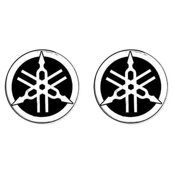 

2 resin 3D round YAMAHA tuning fork for motorcycle SCOOTER 50 mm Black-White