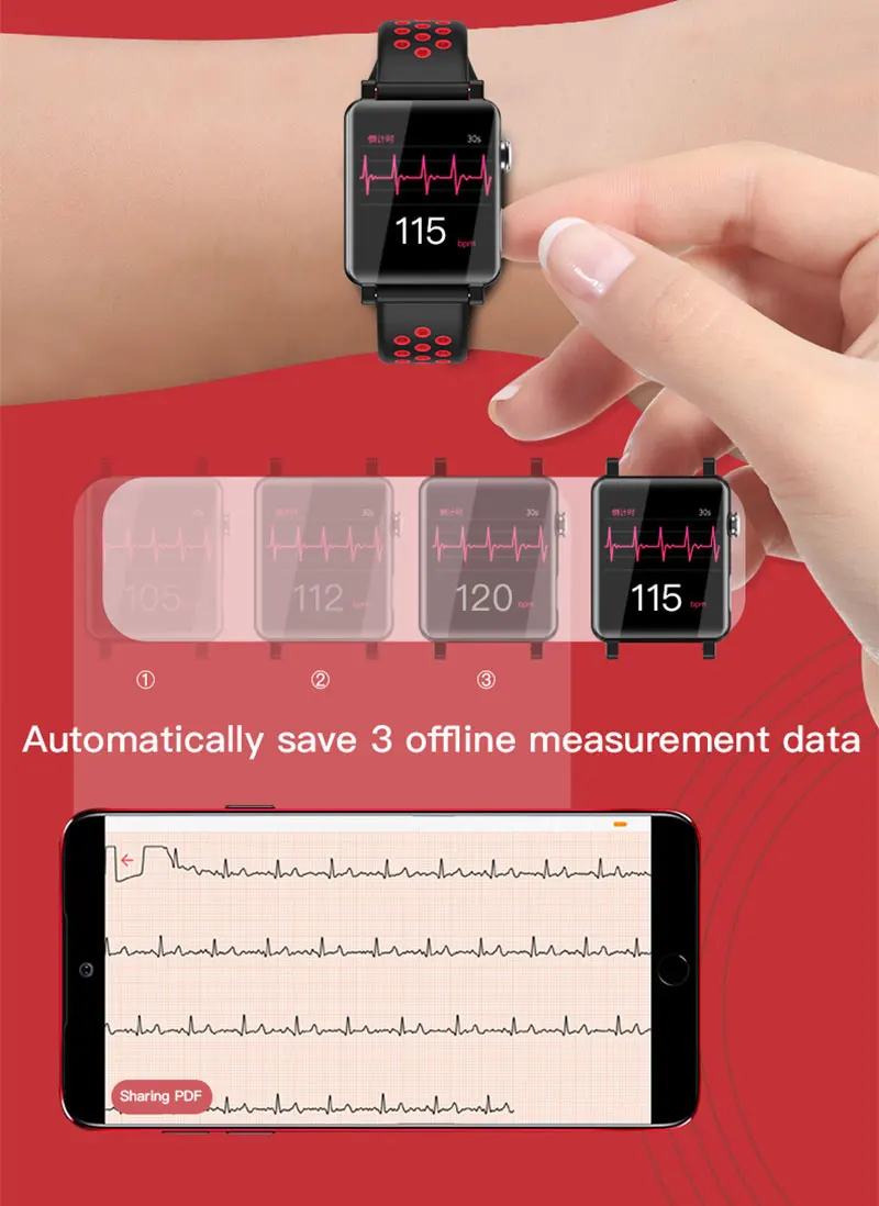 B71 ECG PPG Смарт-часы Ecg дисплей Холтер Ecg монитор сердечного ритма кровяное давление smartwatch Водонепроницаемый Фитнес-трекер часы