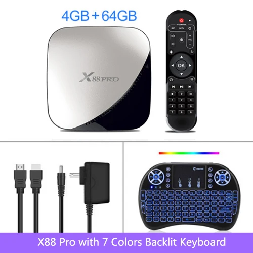 X88 PRO tv Box Android 9,0 4 Гб ram 128 Гб 64 ГБ 32 ГБ Google Voice Assistant RK3318 четырехъядерный Wifi 4K X88PRO 2 Гб 16 Гб телеприставка - Цвет: 4GB64GB Backlit key