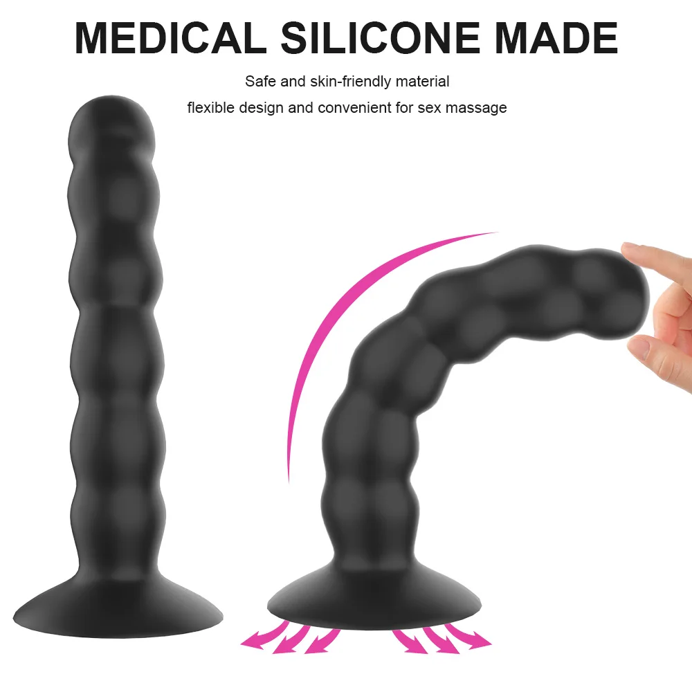 Ribbed Anal Plug With Remote Control And Vibrating Massage Function_voghion.com