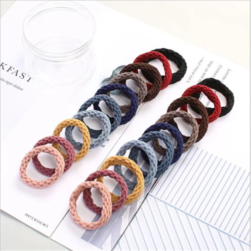 1Pcs Korea Hair Rope Female High Elastic Tie-head Rubber Band Simple Headband Black Seamless Canned Towel Hair Ring