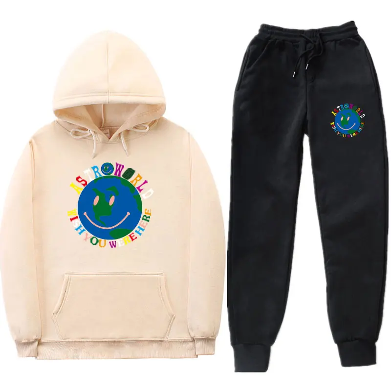 Новая мода Трэвиса Скотта ASTROWORLD толстовки и брюки костюм хип-хоп Уличная Мужская и Женская Толстовка костюм для бега