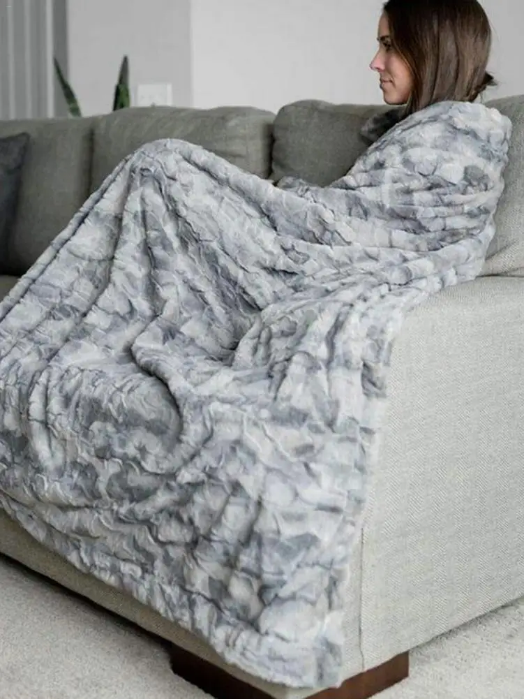 Бархатное Двухслойное одеяло из овечьей шерсти одноцветное фланелевое офисный