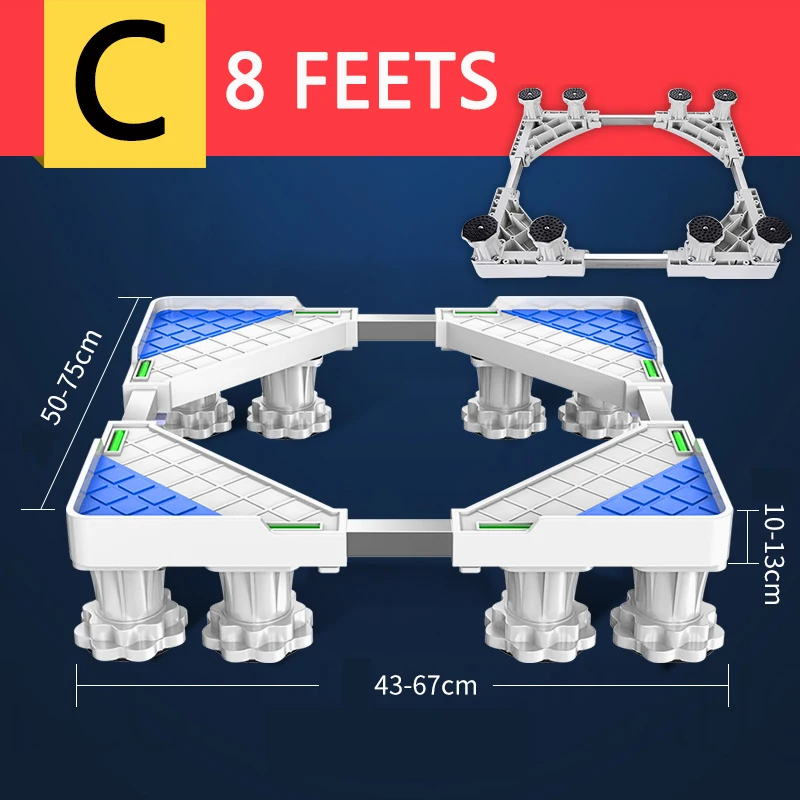 Подставка для стиральной машины, многофункциональная, передвижная, регулируемая, телескопическая, на холодильник, колесико для стойки, для сушки, холодильника - Цвет: 8 feets