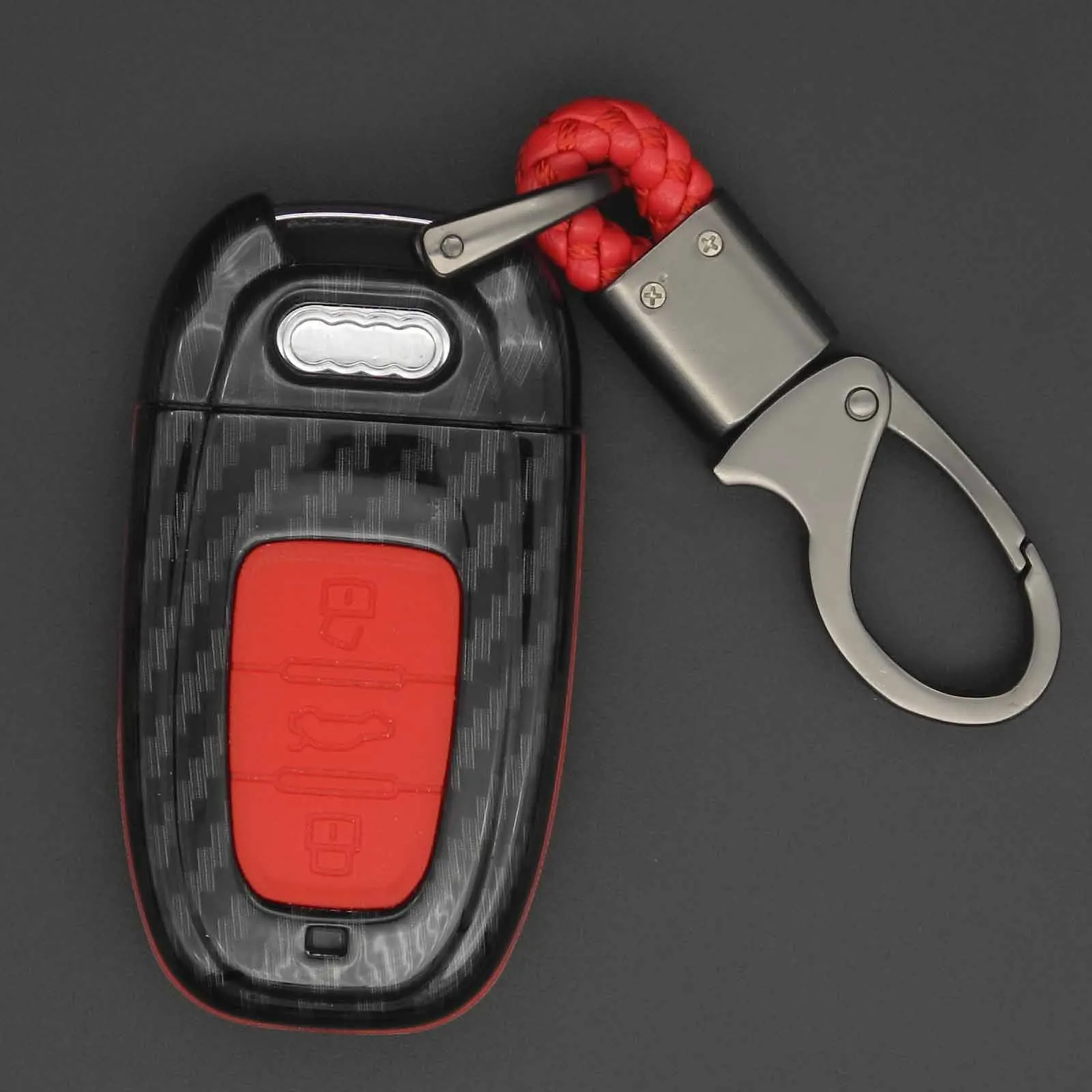 red Jingyuqin 3b чехол для ключей из углеродного волокна для Audi A4L A6L Q5 A5 754C/754G Smart Key - Название цвета: red