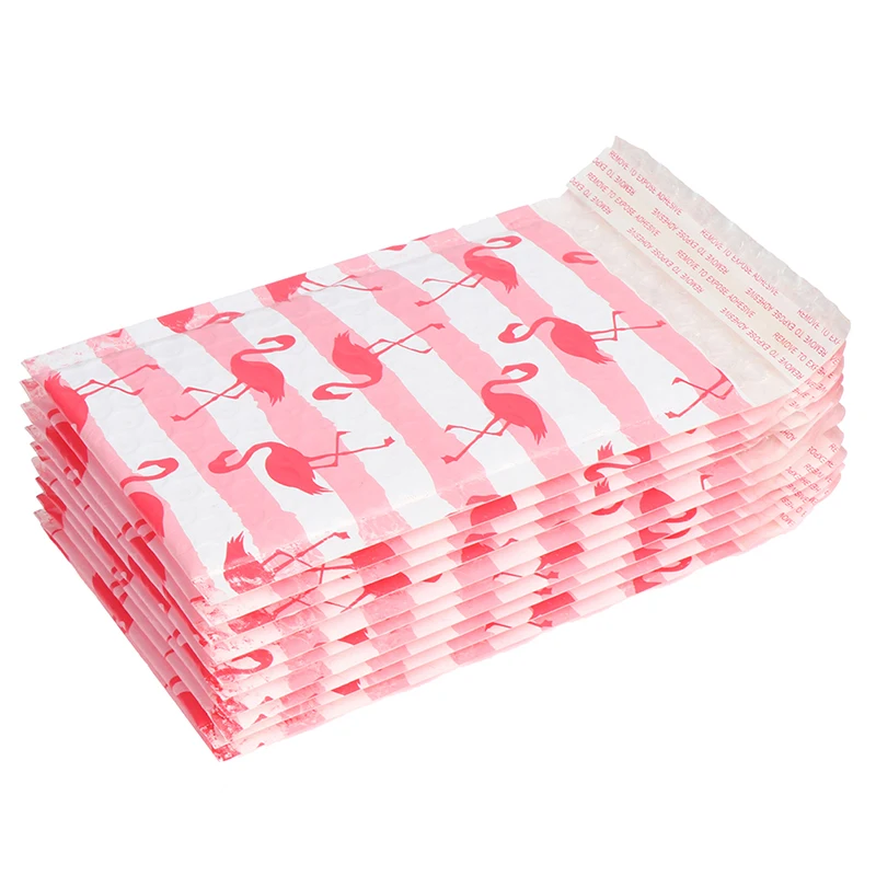 Bolsas reutilizables para correo, paquetes de 125x180mm, con diseño de flamencos, para regalo, acolchadas, 10 Uds.