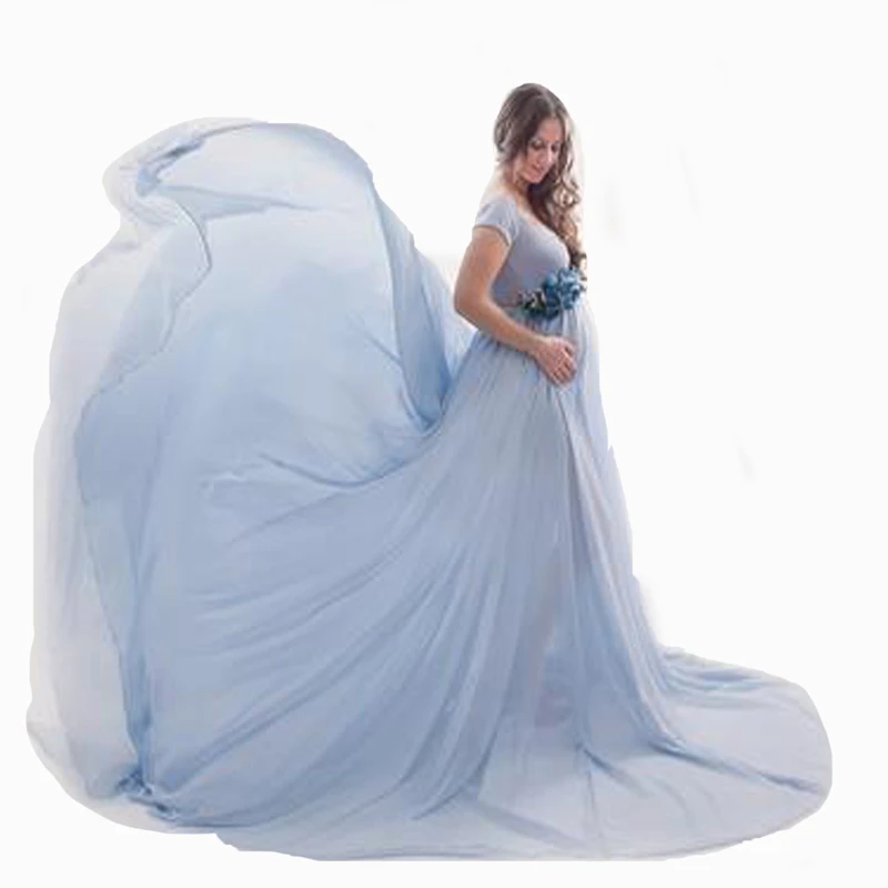 Elegant maternity dresses for photo shoot sexy V neck off chiffon maxi maternity gown shoulder pregnancy photography dress