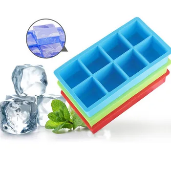 

Ice Cube Maker Silicone Mold 8 Cavities Square Ice Cube Tray Jelly Pudding Maker Mold Wine Cocktail Bar Accessories