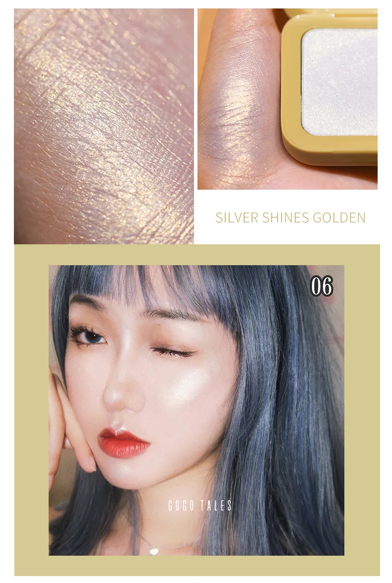 6 цветов макияж хайлайтер палитра профессиональный shimmer Iluminador контур лица Glow kit золото серебро макияж с эффектом "металлик"