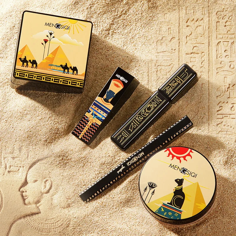 

New Womens Make Up Kit Including Mushroom Puff Sponge Liquid Foundation Finishing Setting Powder Eyeliner Mascara Lipstick