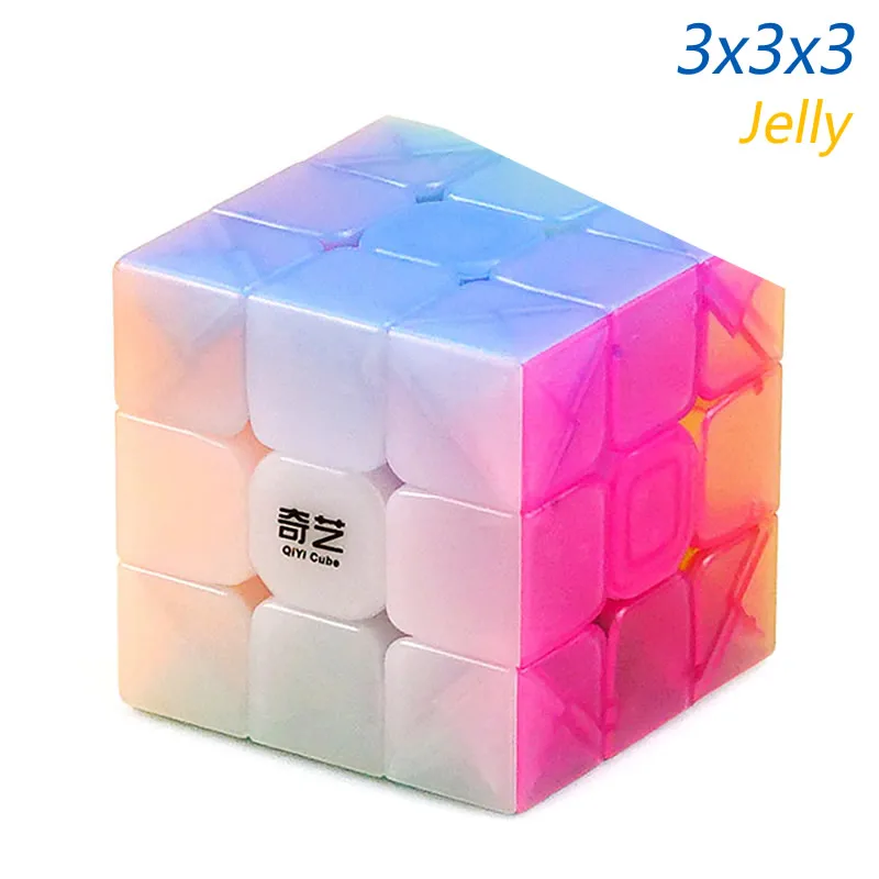 Магический кубик, пазлы QiYi 2x2x2 3x3x3, скоростной кубик 2x2 3x3, Pyraminxeds, перекошенный пластик, скручивающаяся антистрессовая развивающая игрушка для детей - Цвет: 3x3x3 Colorful Jelly