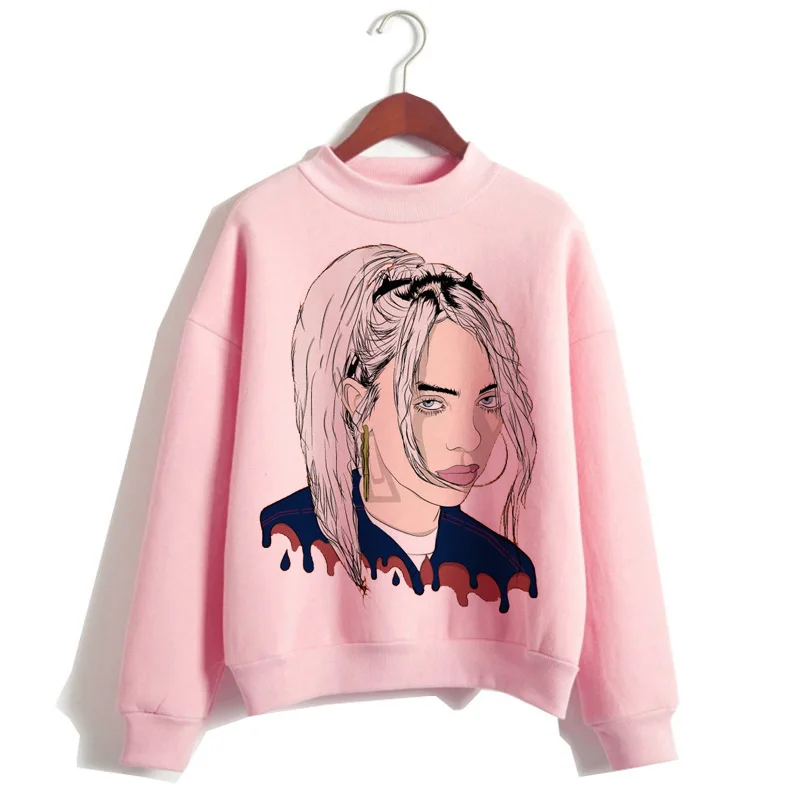 Billie eilish Толстовка для женщин harajuku мода billie eilish ulzzang розовый принт Женская одежда Графический мультфильм кавайный капюшон - Цвет: 562