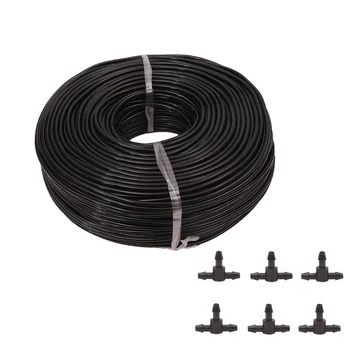 

50M 4/7 Hose +25 Pcs Tee Connector Garden Irrigation System Accessories Wear Black 1/4 "Hose Watering Pipe Garden Lawn Sprinkler