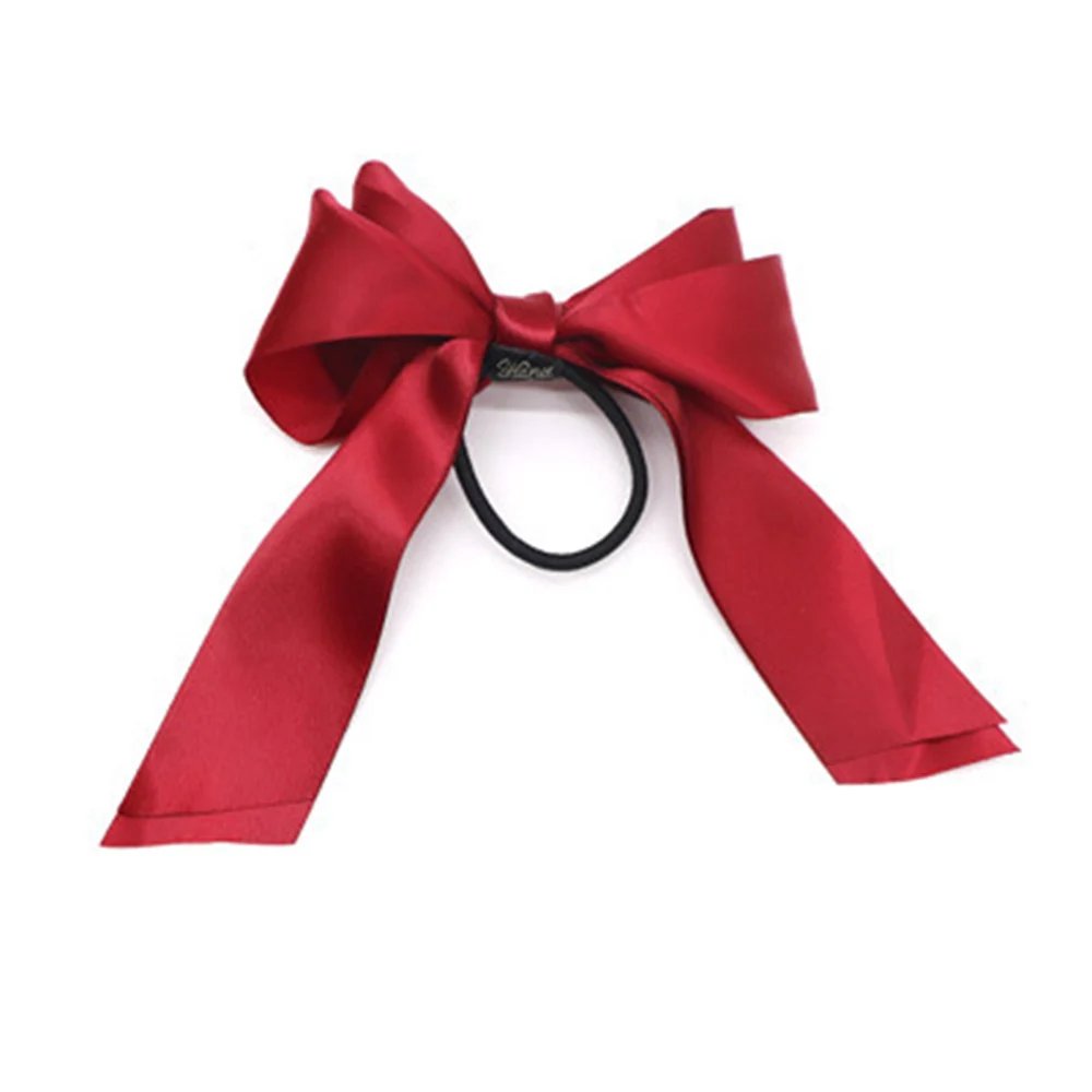 hair bow for ladies Women Rubber Bands Tiara Satin Ribbon Hair Bow Elastic Hair Band Rope Scrunchies Ponytail Holder Gum for Girls Hair Accessories claw hair clips