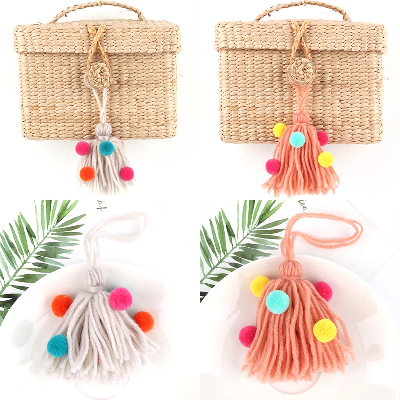 

1Pc Minimalism Hair Ball Keychain Multi-layer Woolen Tassel Fit Women Woven Bag Hangle Car Keyring Jewelry Accessories