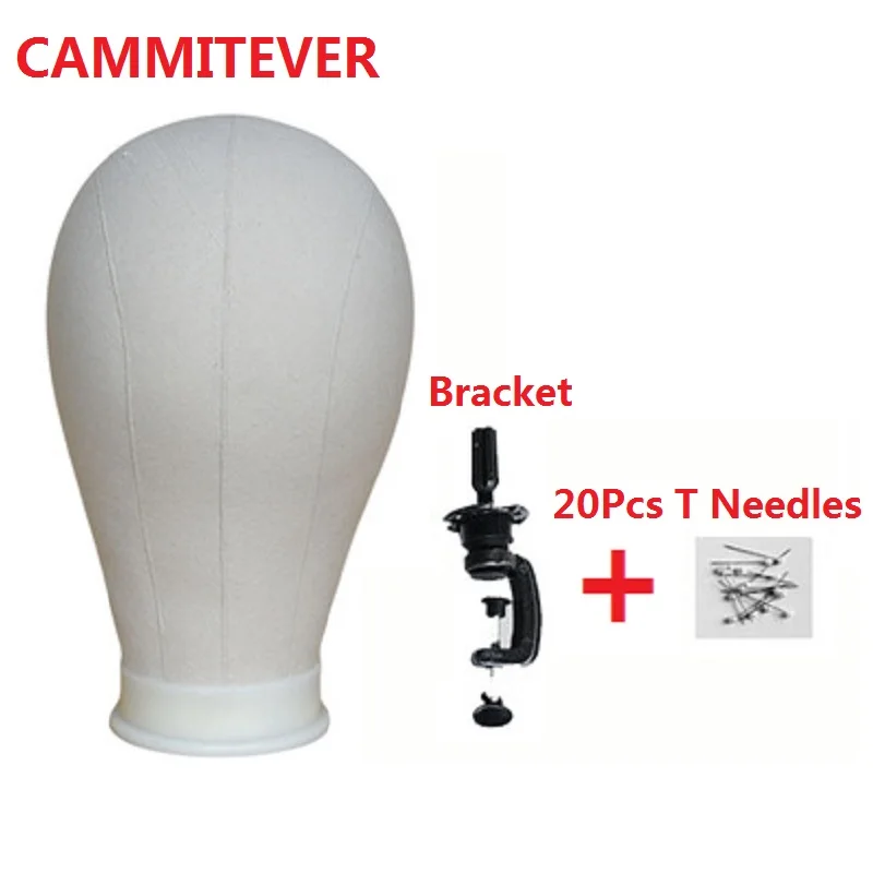 CAMMITEVER 21" Wig Stand With Head Canvas Block Mannequin Off Displaying Making Styling Maniquin T Needle | Дом и сад