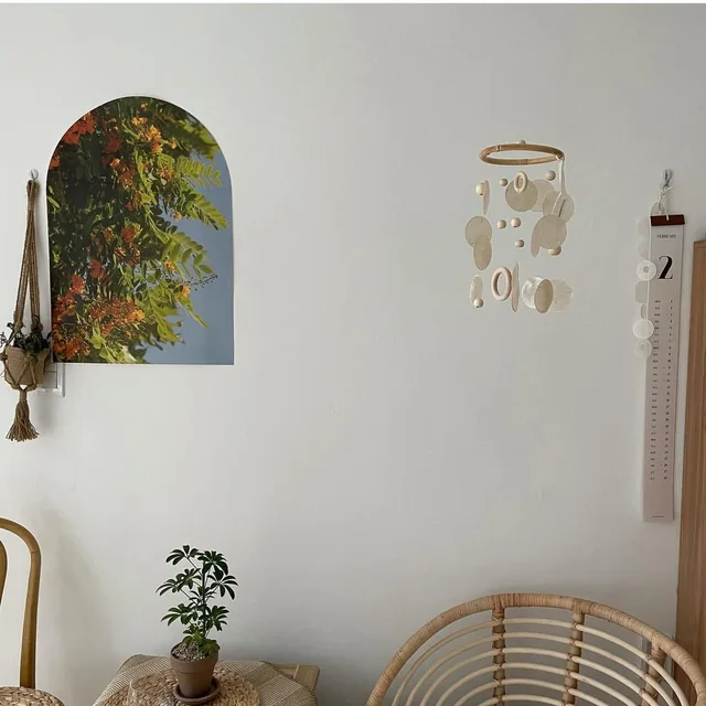 Children's Pendant Toy INS Style Natural Shell Pendant Wooden Beads Ring Wind Chimes Simple Wall Ornaments Homestay Soft Props 3