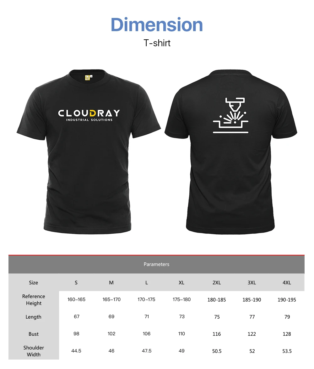 Cloudray Лазерная футболка с круглым вырезом и коротким рукавом из хлопка для мужчин и женщин, черная футболка, футболки