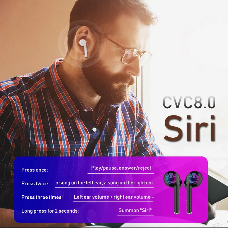 

Bluetooth TWS Mobile phone Earphones cordless Headset with mic Earphone with dual Mic For iPhone and samsung