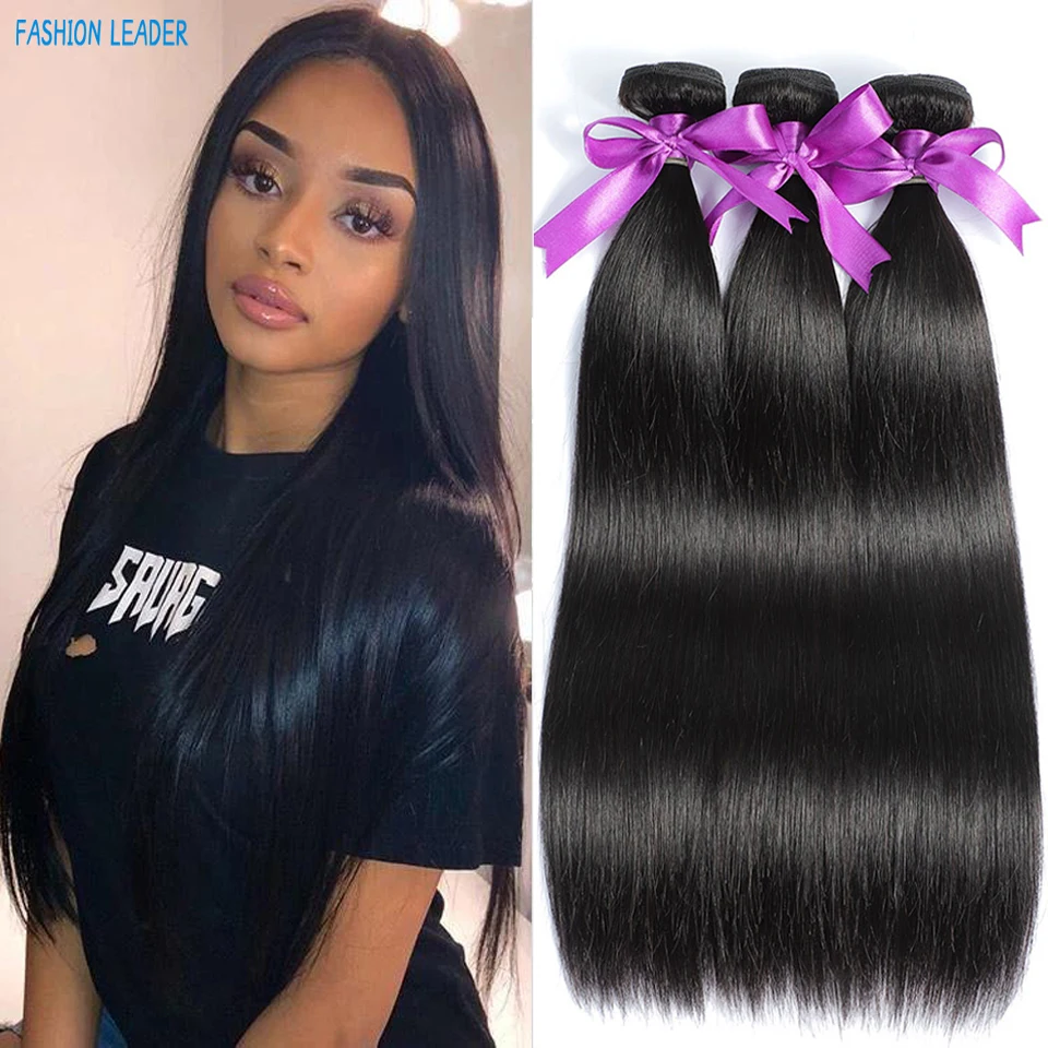 Straight Human Hair Bundles 8-30 Inch Virgin Weave Natural Color Remy Extensions 1/3/4 Pcs | Шиньоны и парики