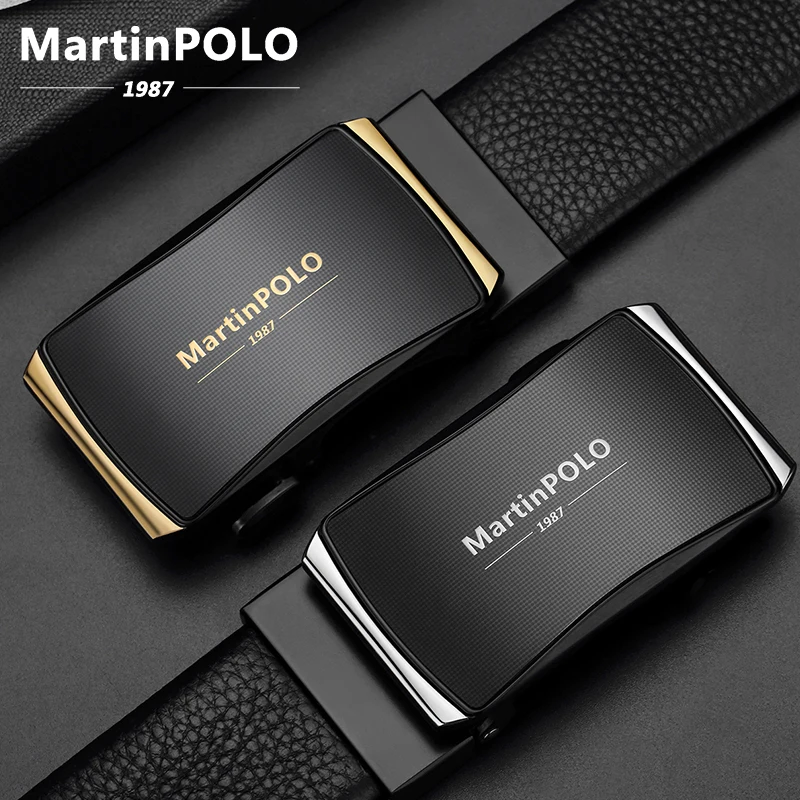 

MARTINPOLO Genuine Leather Belt Men Cowhide Strap for Men Alloy Automatic Buckle Belts 2019 Fashion Formal Cummerbunds MP02701P