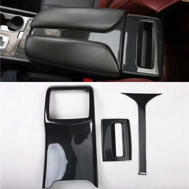 

For Nissan Murano 2015-2019 3PCS Carbon Fiber ABS Car Armrest Center Console Storage Box & Rear Air Conditioner Vent Cover Trim