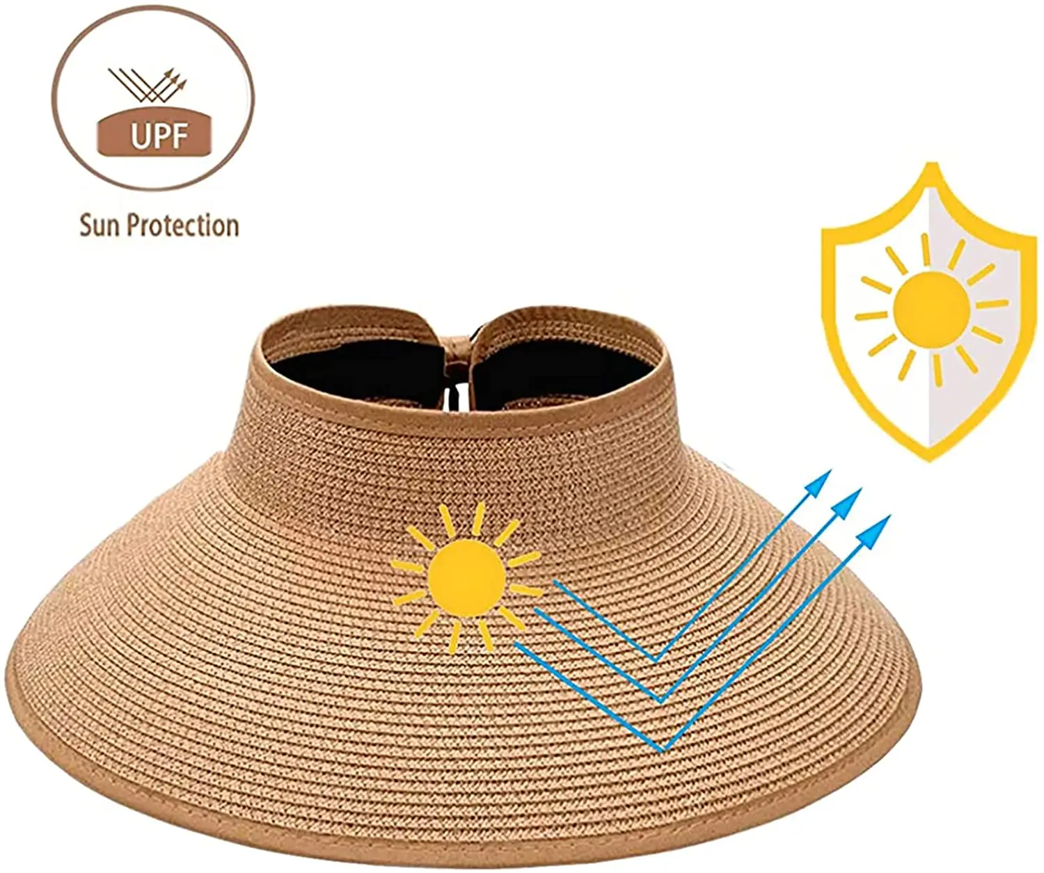 2023 New Women's Sun Hat UPF 50+ Protecetion Wide Summer Hat Brim Roll-up Straw Bow Sun Visor Hats Foldable Topless Beach Hats 4