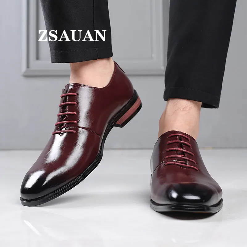 

ZSAUAN Oversize Derby Men Dress Shoes Blue Orange Classic Business Wedding Shoes Uniform Performance Suit Formal Gentleman Shoes