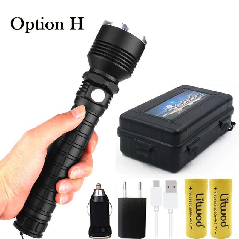 Option H Yunmai 4000лм xhp70.2& xhp50 самый мощный светодиодный светильник 26650 usb фонарь 18650 охотничий Фонарь ручной светильник - Испускаемый цвет: Option H