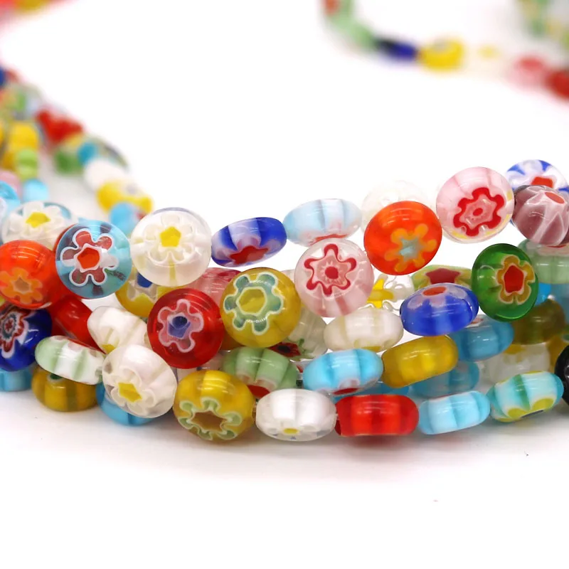 

Mixed Colors 46pcs/lot 8x8mm Oblate Shape Flowers Glaze Spacer Beads Austria For Kids Jewelry DIY Making Accessorie