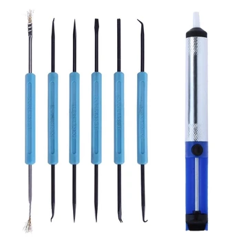 

7 Piece Solder Assist Tool Tin Lead Electronic Circuit Board Auxiliary Welding Solder Sucker Suction Tin Pen Pcb Desoldering Cle