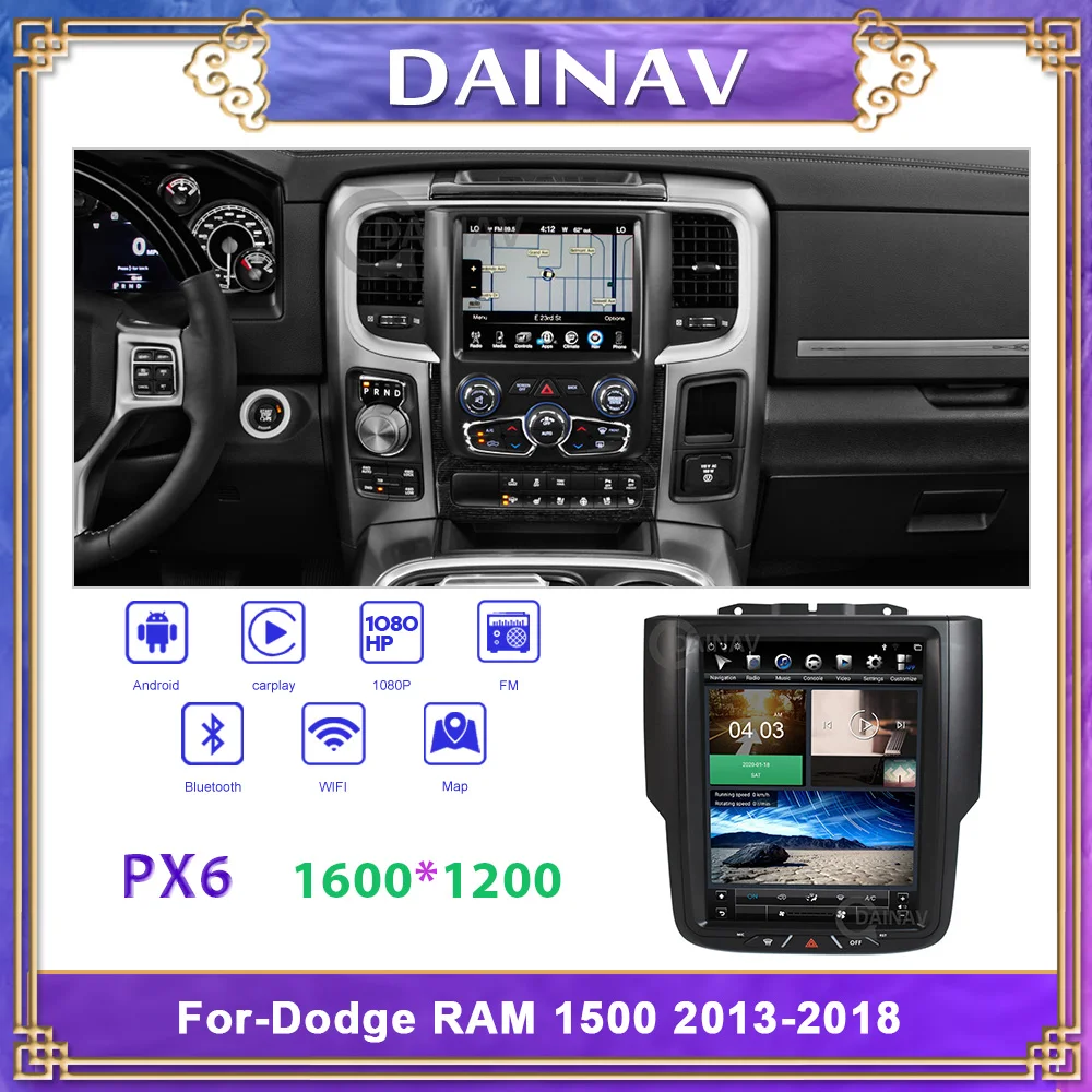 Car Radio Android 2 Din Tesla Vertical Screen GPS Navigation For Dodge RAM 1500 2013-2018 Stereo Receiver Multimedia Player | Автомобили и