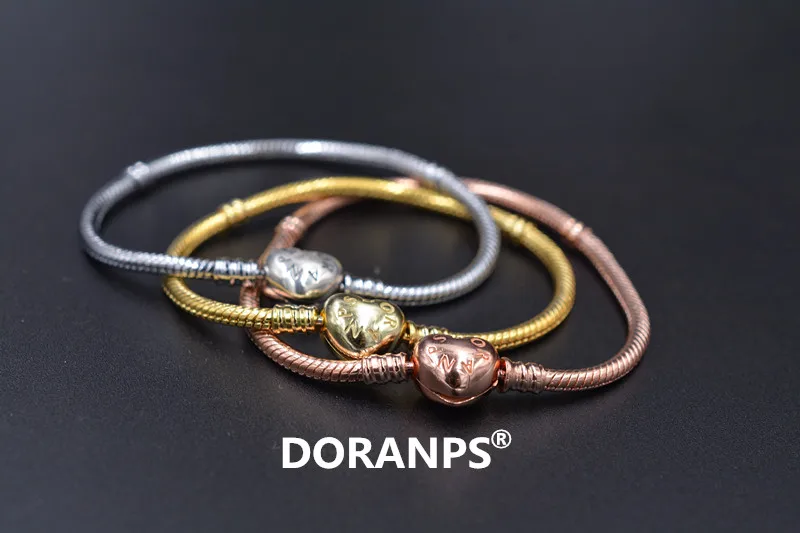 DORANPS charm 925 beads braclet bangle womens heart bracelets moments snake chain jewelry making | Украшения и аксессуары